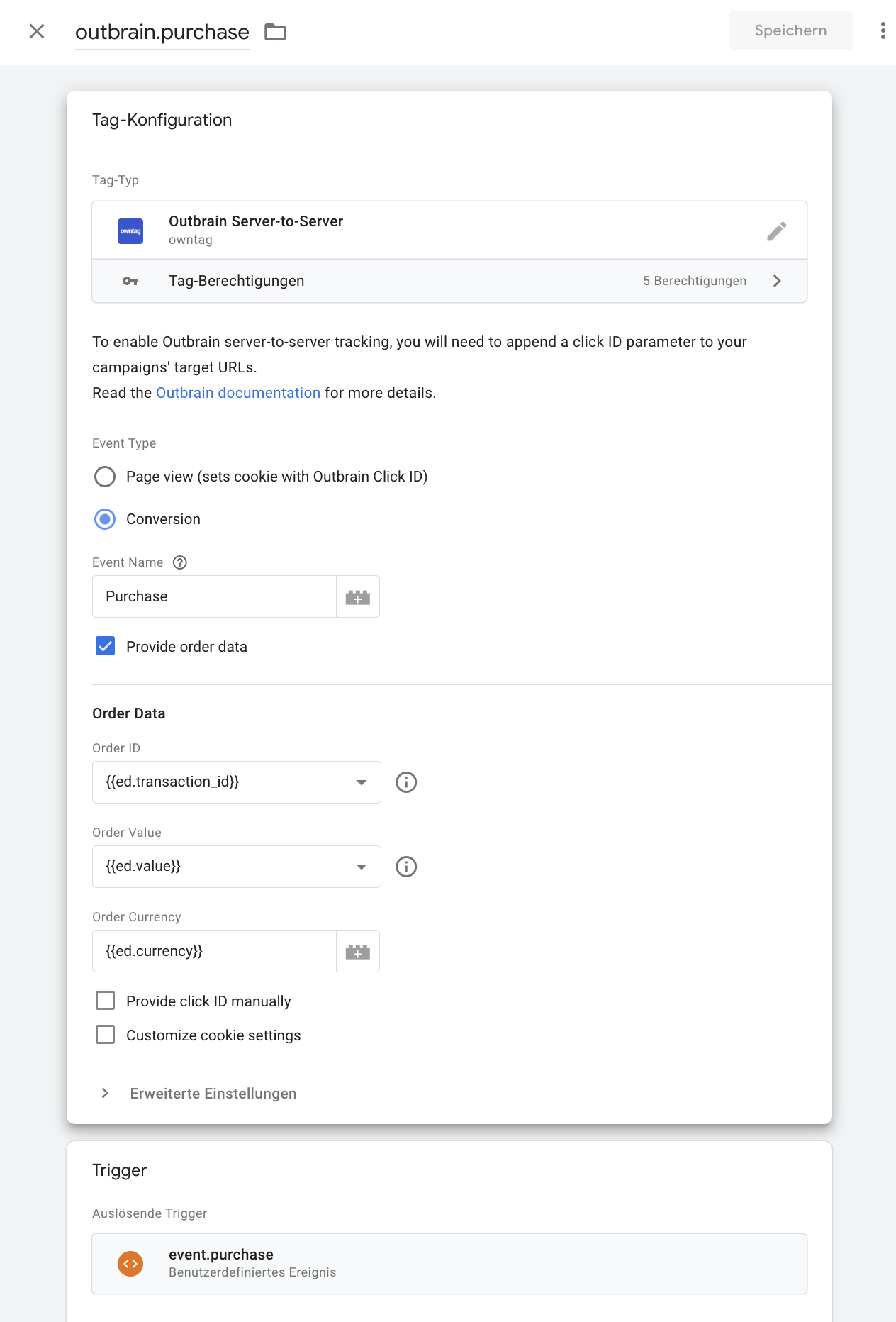 Create Outbrain Conversion Tag